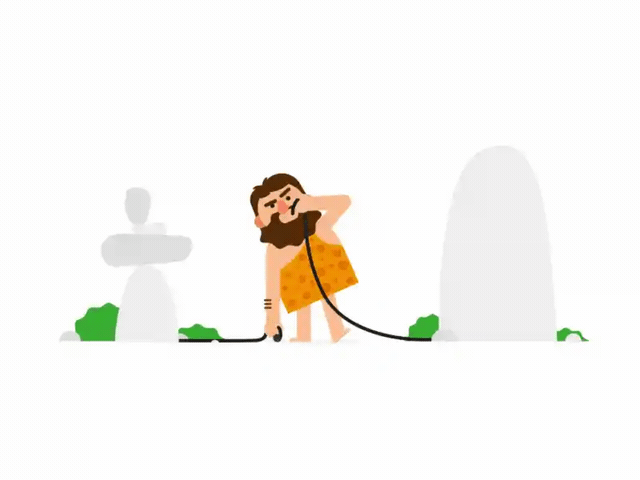 Animated caveman getting shocked